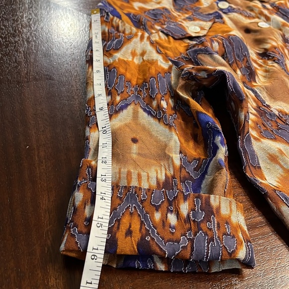 Ruby Rd. | Southwest Print Button Down Artsy Tab Sleeve Burnout Top | Size 12 P - Picture 11 of 11
